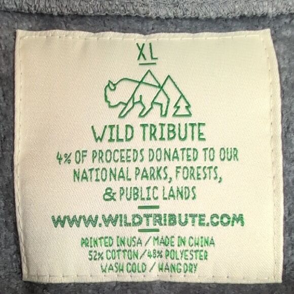 Wild Tribute Boho Wolf Gray Crop Crew Sweatshirt Size XL - Picture 3 of 10